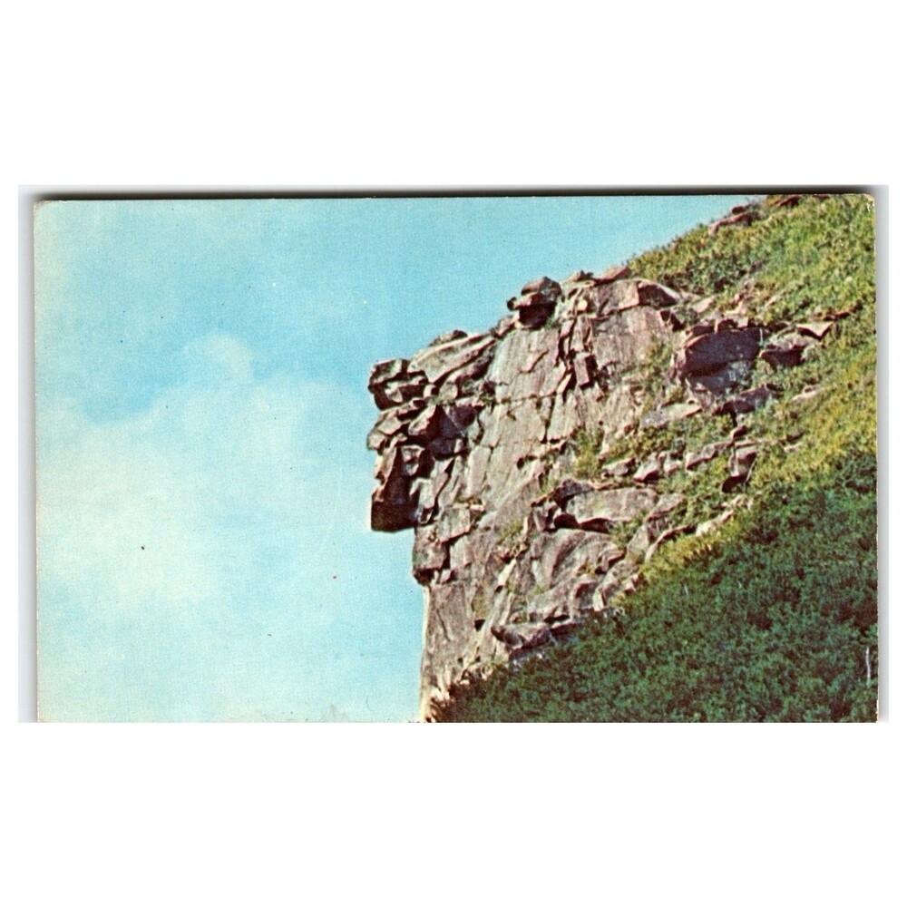 Old Man of the Mountains Franconia Notch NH Natural Color Linen Postcard